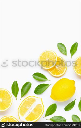Lemon isolated on white background. Copy space