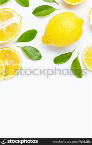 Lemon isolated on white background. Copy space