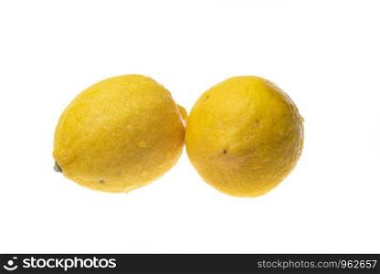 lemon isolated on white background. Tropical fruit. Flat lay, top view