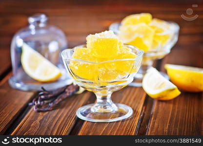 lemon marmalade in bowl and on a table