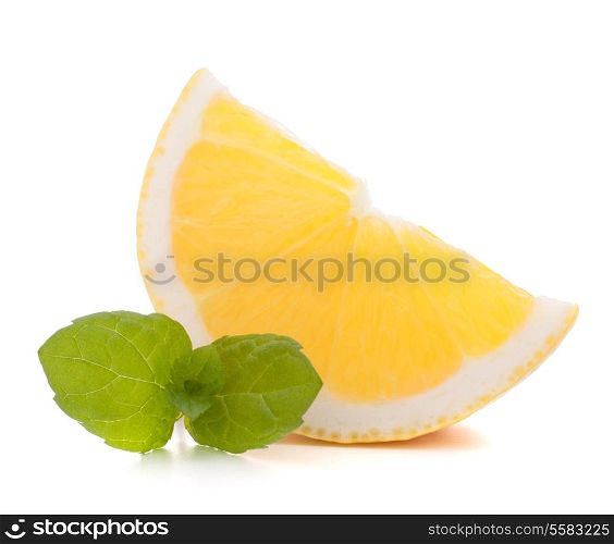 Lemon or citron citrus fruit slice isolated on white background cutout