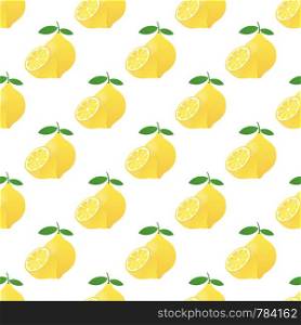 Lemon pattern. Yellow lemon vector stock illustration isolated on white background.