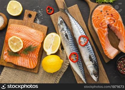 lemon slices salmon arrangement. High resolution photo. lemon slices salmon arrangement. High quality photo