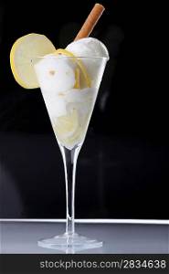 Lemon sorbet in cocktail glass