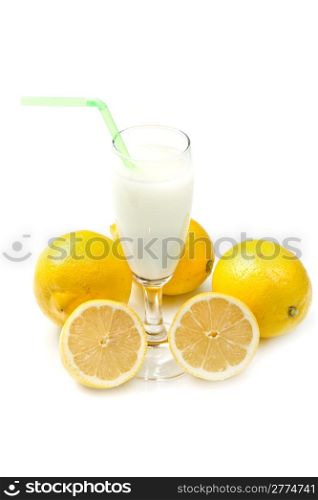 lemon sorbet on white background