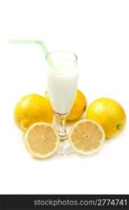 lemon sorbet on white background