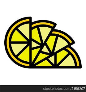 Lemon wedges icon. Outline lemon wedges vector icon color flat isolated. Lemon wedges icon color outline vector