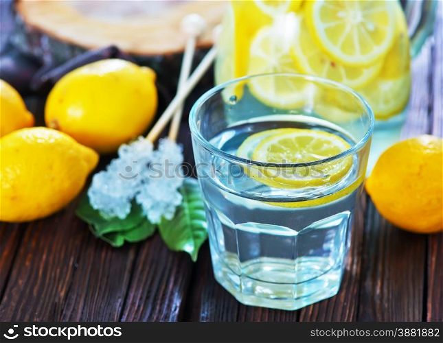 lemonad in glass and on a table