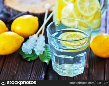 lemonad in glass and on a table