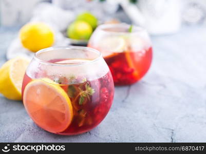 lemonad with raspberry on a table, stock photo