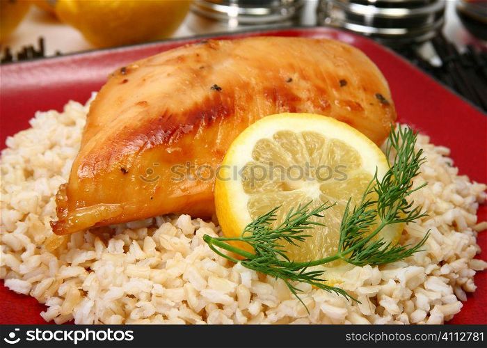 Lemonade Chicken on Brown Rice