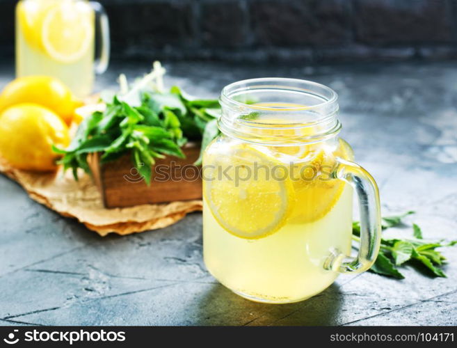 lemonade with fresh mint on a table