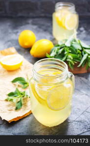 lemonade with fresh mint on a table