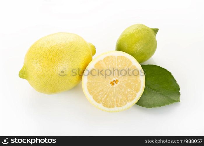 Lemons isolated on white background. Citrus limon