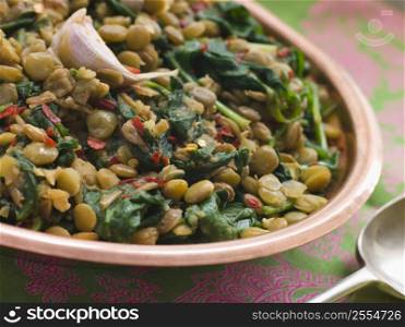 Lentils with spinach and Garlic