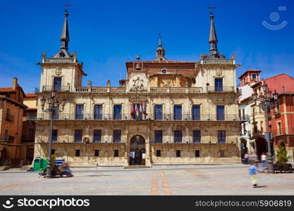 Leon city hall ayuntamiento in Plaza Mayor square by Saint James Way