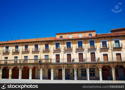 Leon Plaza Mayor arcade in Way of Saint James at Castilla Spain