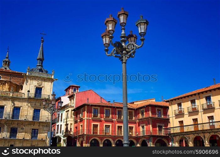 Leon Plaza Mayor in Way of Saint James at Castilla Spain