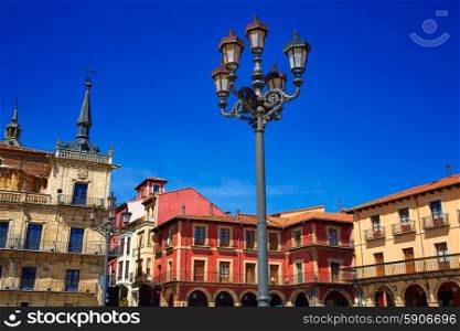 Leon Plaza Mayor in Way of Saint James at Castilla Spain