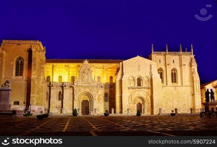 Leon San Isidoro church sunset by the way of saint James at Castilla Spain