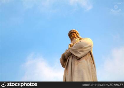 Leonardo Da Vinci statue at Piazza della Scala in Milan, Italy