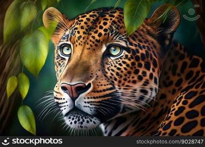 Leopard high quality closeup. Generative AI. High quality illustration. Leopard high quality closeup. Generative AI