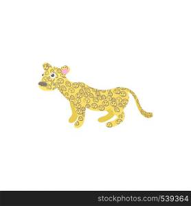 Leopard icon in cartoon style on a white background. Leopard icon in cartoon style