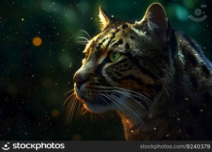 leopard portrait close up on dark background. Neural network AI generated art. leopard portrait close up on dark background. Neural network AI generated