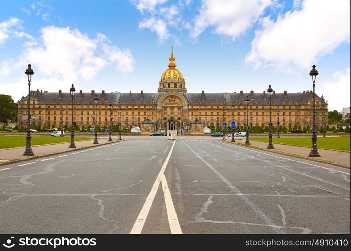 Les Invalides facade in Paris at France