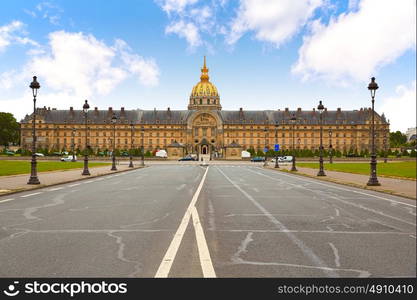 Les Invalides facade in Paris at France