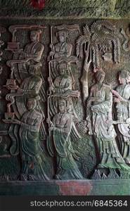 LESHAN, CHINA - CIRCA MAY 2017 Basrelief in Oriental Buddha Park
