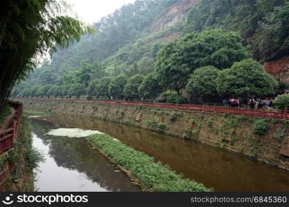 LESHAN, CHINA - CIRCA MAY 2017 River in Oriental Buddha Park