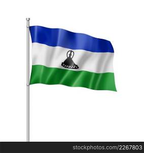 Lesotho flag, three dimensional render, isolated on white. Lesotho flag isolated on white