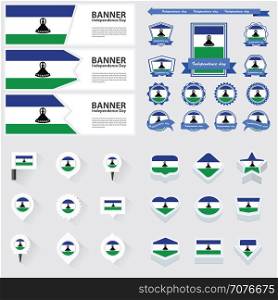 Lesotho independence day, infographic, and label Set.