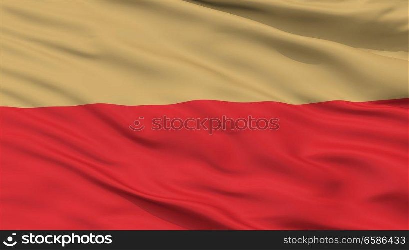 Leszno City Flag, Country Poland, Closeup View. Leszno City Flag, Poland, Closeup View
