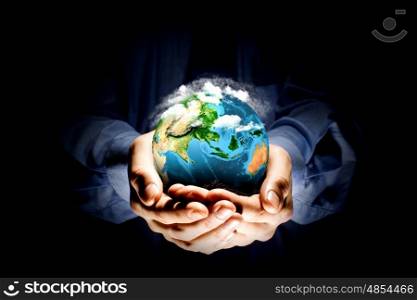 Let's save our planet earth. Ecology concept. Elements of this image are furnished by NASA