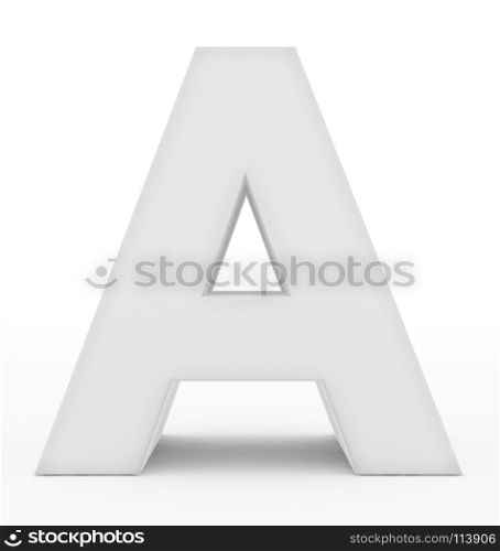 letter A 3d white isolated on white - 3d rendering