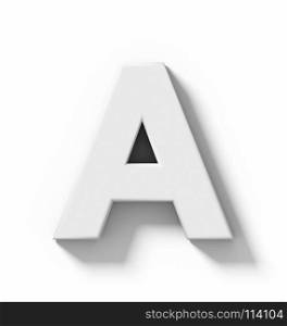 letter A 3D white isolated on white with shadow - orthogonal projection - 3d rendering
