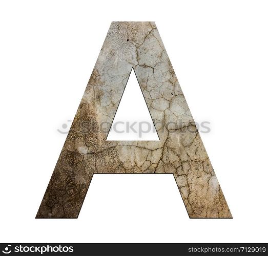 letter a cracked cement texture isolate