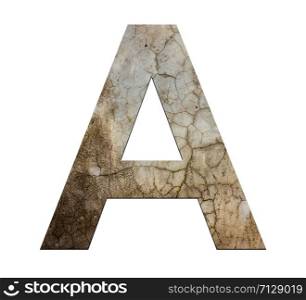 letter a cracked cement texture isolate