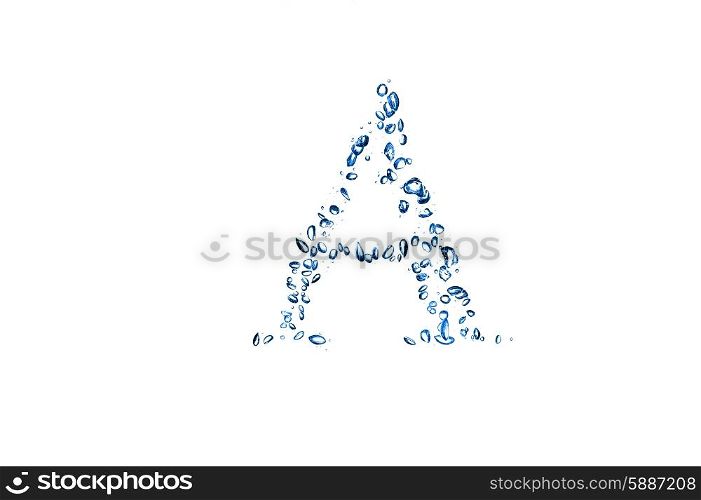 letter A of small bubbles water.