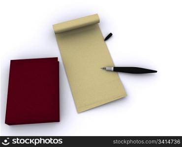 letter and pen. 3d