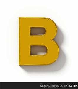 letter B 3D golden isolated on white with shadow - orthogonal projection - 3d rendering