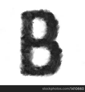 Letter B made from black clouds or smoke on a white background with copy space, not render.. Letter B made from black clouds on a white background.