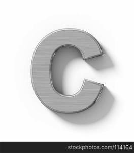 letter C 3D metal isolated on white with shadow - orthogonal projection - 3d rendering