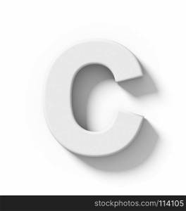 letter C 3D white isolated on white with shadow - orthogonal projection - 3d rendering