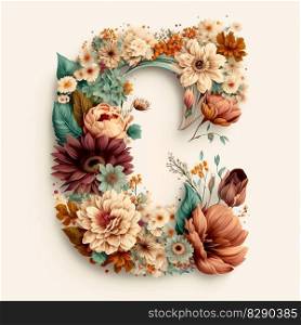 letter C containing flowers on a white background. letter C containing flowers on a white background AI Generated