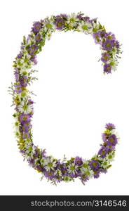 Letter C In A Purple And White Flower Font