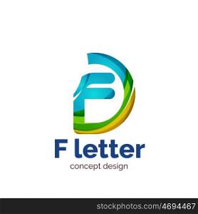 letter concept logo template, abstract business icon. Created with transparent overlapping wave elements, elegant design