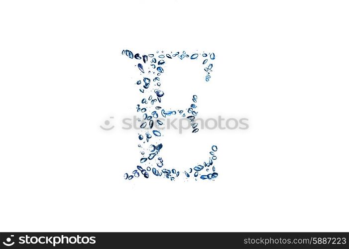 letter E of small bubbles water.
